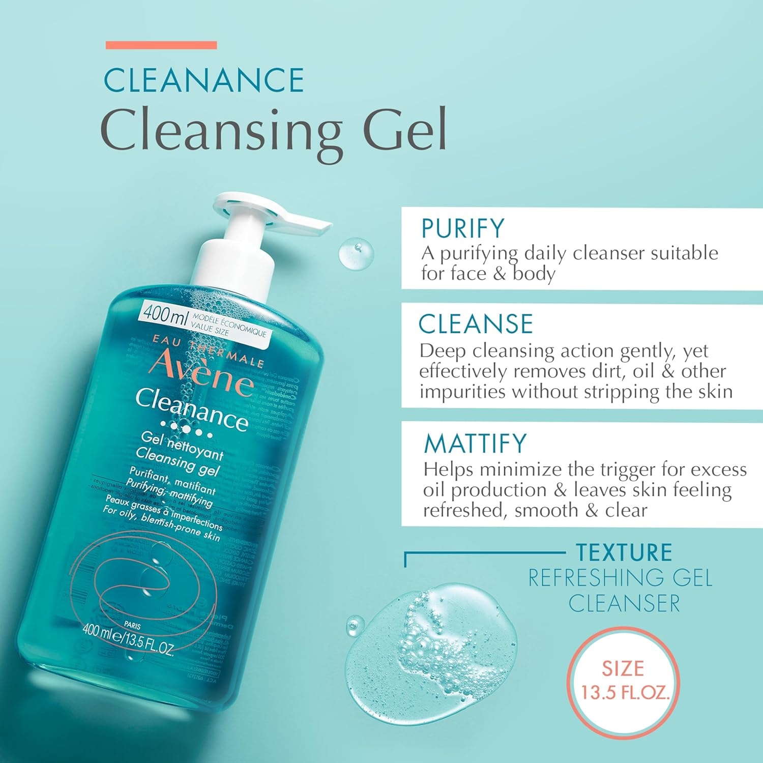 image:imageAvne Cleanance Cleansing Gel Soap Free Cleanser for Acne Prone Oily Face amp Body AlcoholFree135 Fl Oz Pack of 2