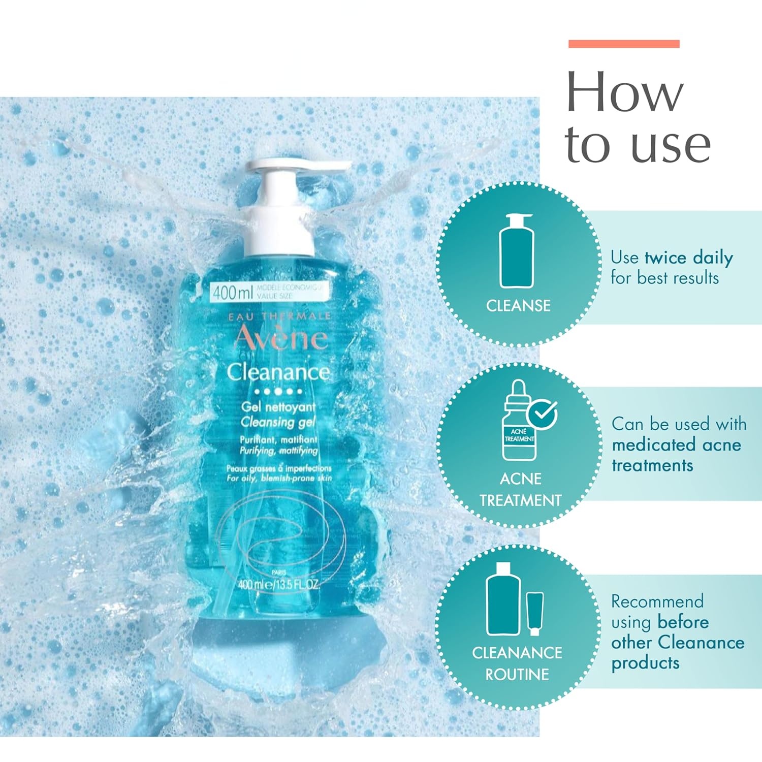 image:imageAvne Cleanance Cleansing Gel Soap Free Cleanser for Acne Prone Oily Face amp Body AlcoholFree135 Fl Oz Pack of 2