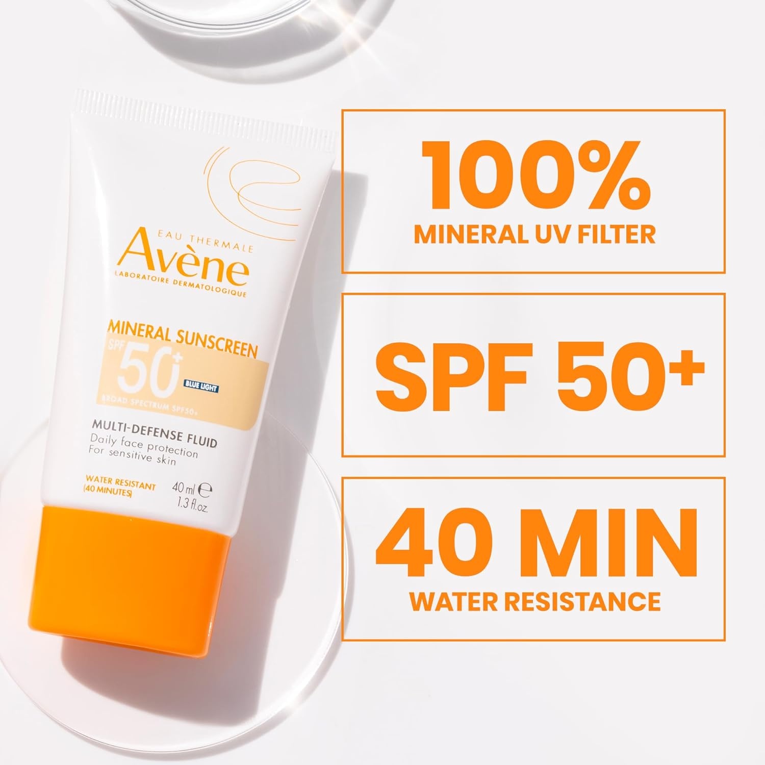 image:imageAvne Mineral Sunscreen MultiDefense Fluid Tinted SPF 50 Clean Formula Sunscreen for Sensitive Skin Reef Friendly Tint NonWhitening Antioxidant Protection 13 Fl Oz