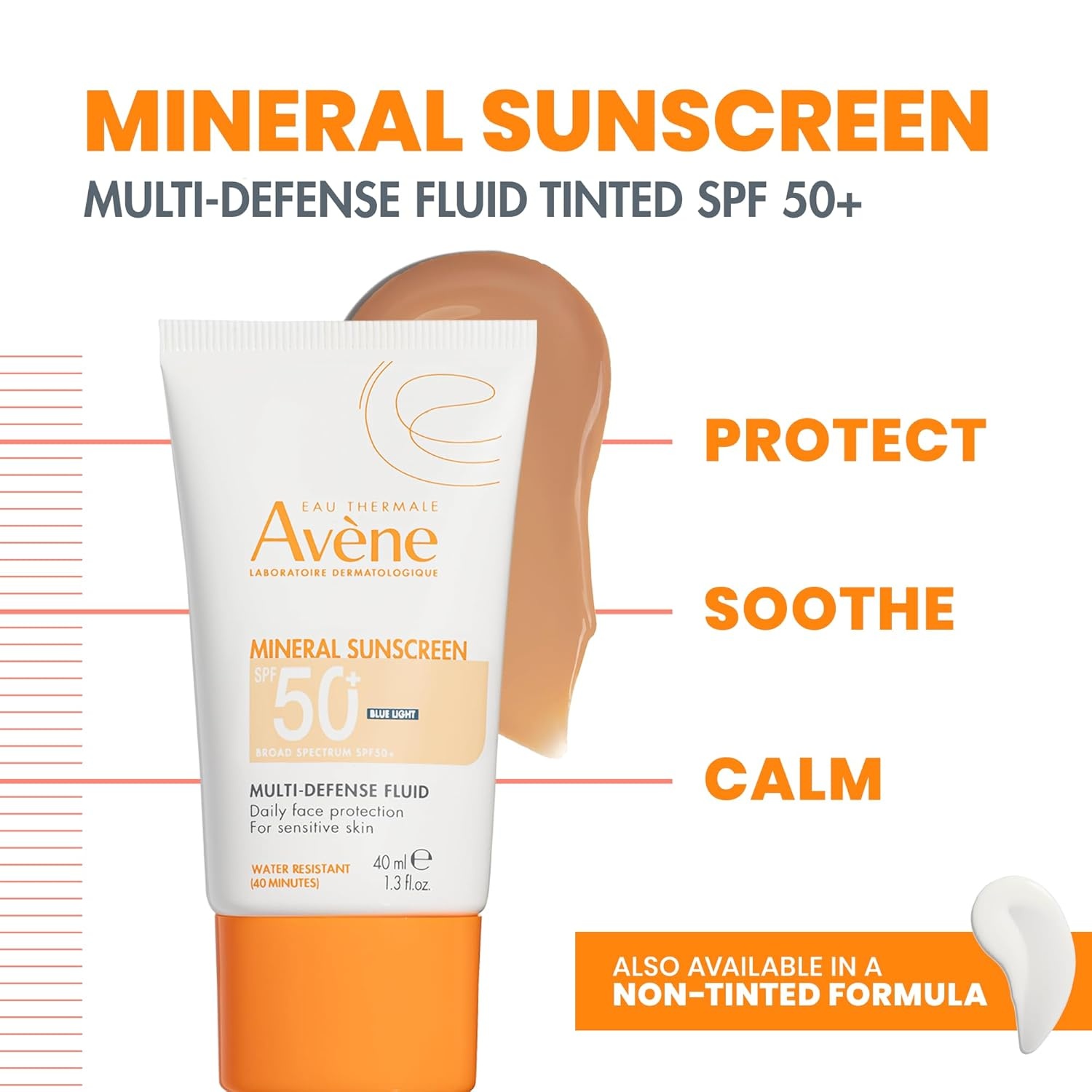 image:imageAvne Mineral Sunscreen MultiDefense Fluid Tinted SPF 50 Clean Formula Sunscreen for Sensitive Skin Reef Friendly Tint NonWhitening Antioxidant Protection 13 Fl Oz
