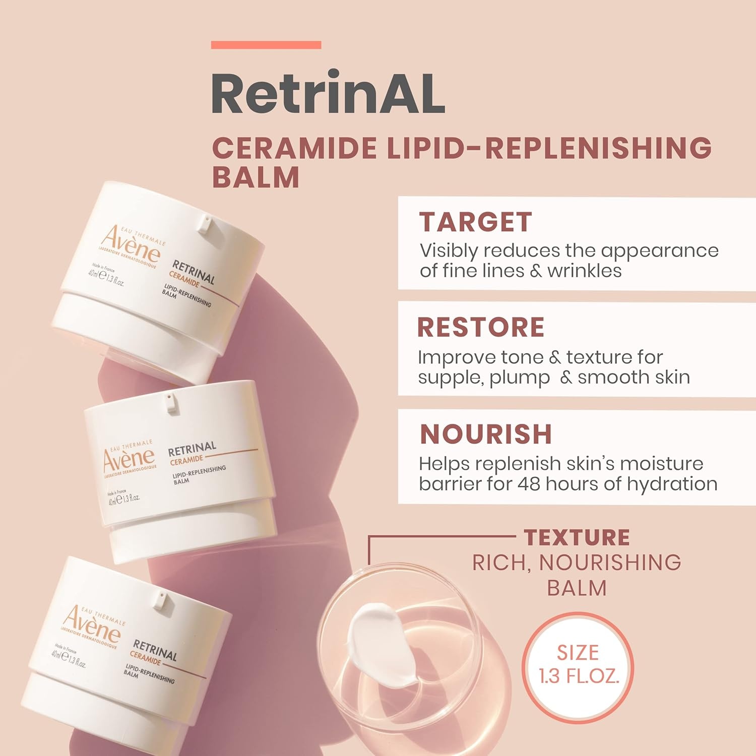 image:imageAvne RetrinAL Ceramide LipidReplenishing Balm Bakuchiol Niacinamide Ceramide Complex Nourishes Skin amp Helps Reduce Visible Wrinkles 13 Fl Oz