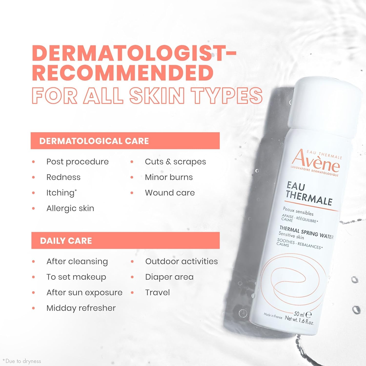 image:imageAvne Thermal Spring Water Soothing Calming Facial Mist Spray for Sensitive Skin Soothes Softens Calms Skin Formulated with Mineral amp Biological Properties16 Fl Oz Pack of 1