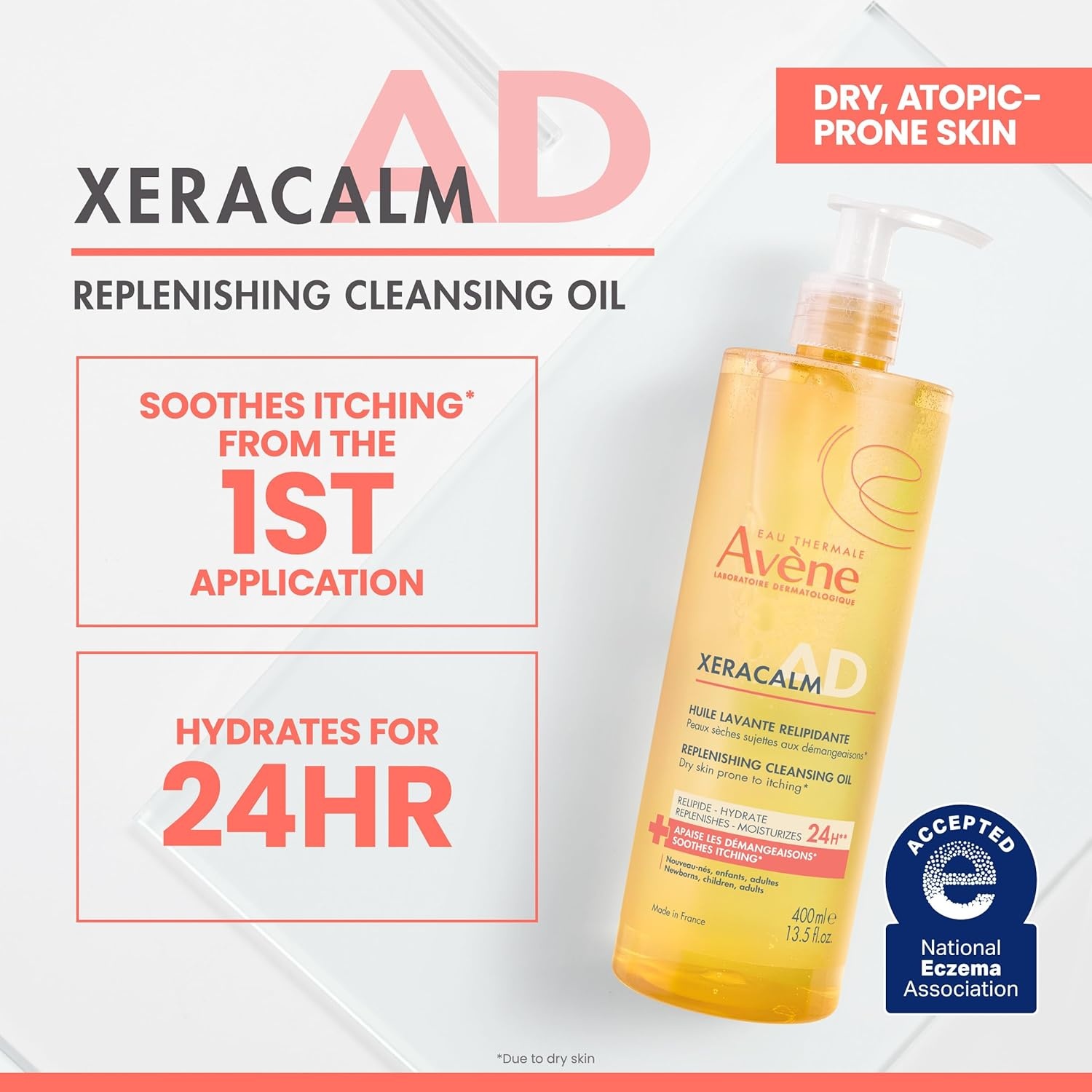 image:imageAvne XeraCalm AD LipidReplenishing Cleansing Oil Atopic Dermatitis EczemaProne FragranceFree Pump 135 oz135 Fl Oz Pack of 1