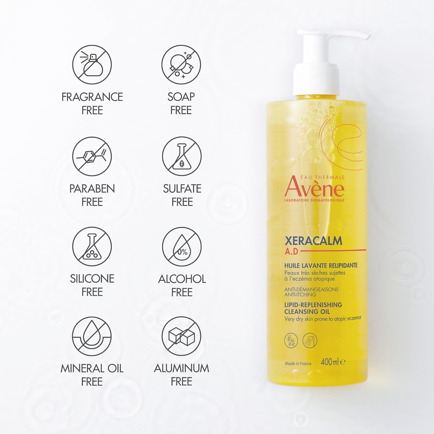 image:imageAvne XeraCalm AD LipidReplenishing Cleansing Oil Atopic Dermatitis EczemaProne FragranceFree Pump 135 oz135 Fl Oz Pack of 2