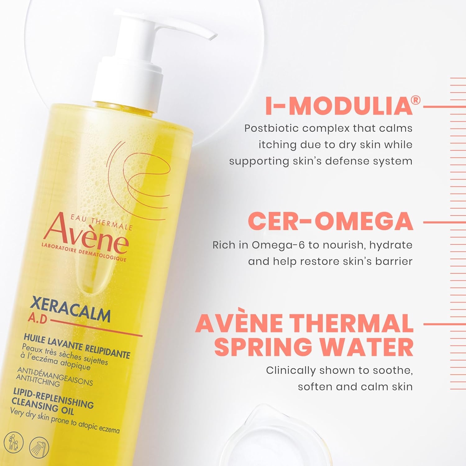 image:imageAvne XeraCalm AD LipidReplenishing Cleansing Oil Atopic Dermatitis EczemaProne FragranceFree Pump 135 oz253 Fl Oz Pack of 1