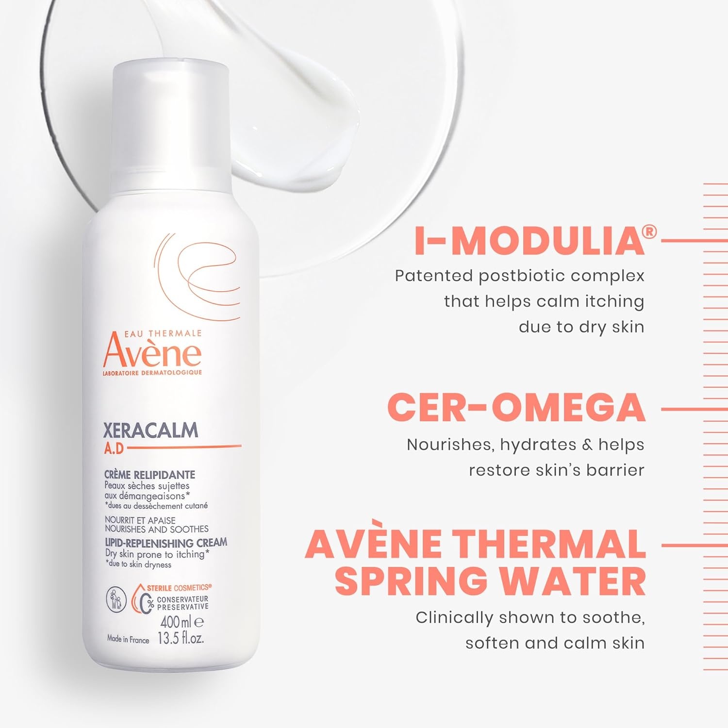 image:imageAvne XeraCalm AD LipidReplenishing Cream Atopic Dermatitis EczemaProne No Preservatives FragranceFree Pump 135 Oz135 Fl Oz Pack of 2