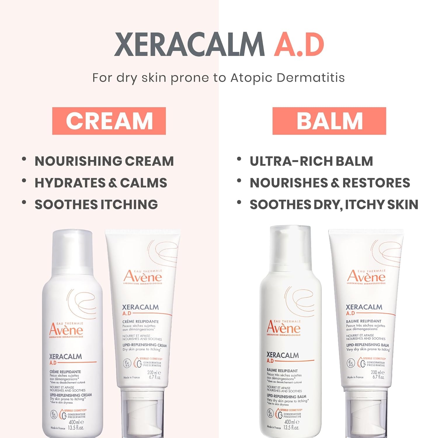 image:imageAvne XeraCalm AD LipidReplenishing Cream Atopic Dermatitis EczemaProne No Preservatives FragranceFree Pump 135 Oz135 Fl Oz Pack of 2