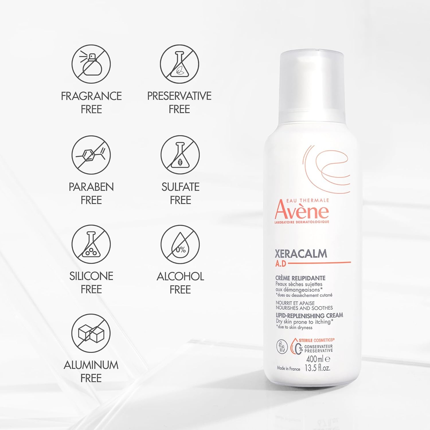 image:imageAvne XeraCalm AD LipidReplenishing Cream Atopic Dermatitis EczemaProne No Preservatives FragranceFree Pump 135 Oz67 Ounce Pack of 1