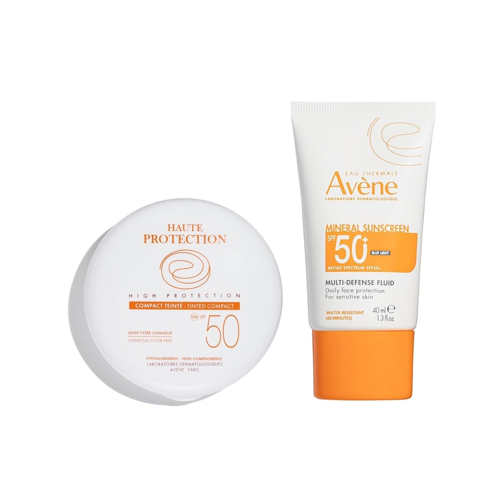 image:imageAvne High Protection Beige Tinted Compact amp Mineral MultiDefense Sunscreen Broad Spectrum SPF 50 UVAUVB Blue Light Protection Water Resistant NonGreasy
