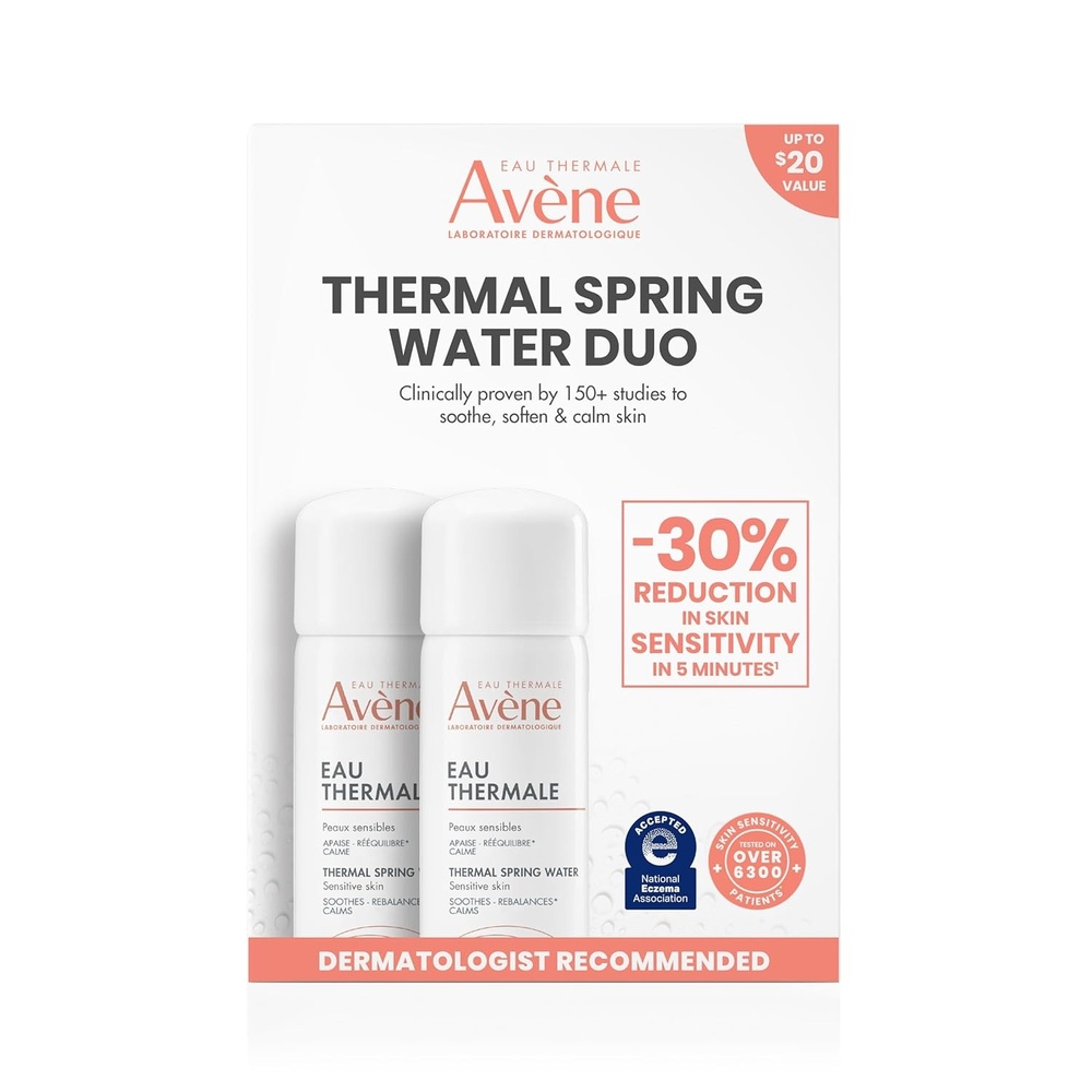 image:imageAvne Thermal Spring Water Soothing Calming Facial Mist Spray for Sensitive Skin Soothes Softens Calms Skin Formulated with Mineral amp Biological PropertiesTravel Size Duo