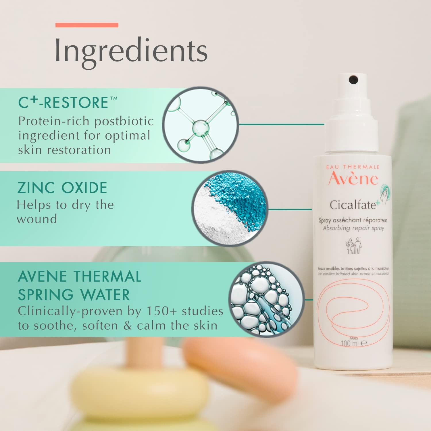 image:imageAvne Cicalfate Absorbing Soothing Spray to dry and restore irritated sensitive skin helps restore skin barrier safe for infants children and adults